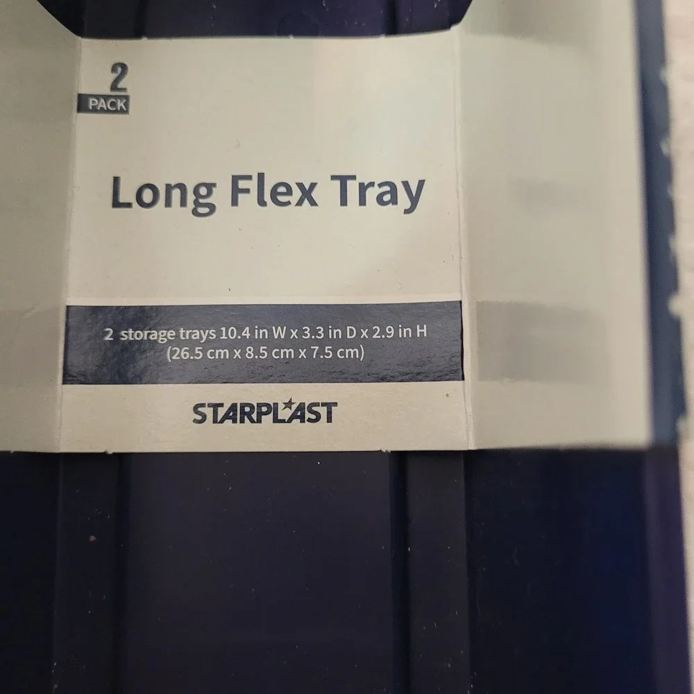 Starplast Long Flex Tray 2 Pack Navy Blue Drawer Organizer Storage Bins BPA Free